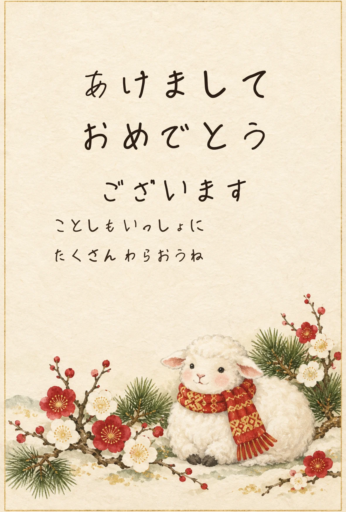 自分の字のフォントで作った年賀状の見本。文字はすべて、フォントつく〜るで作った手書きのフォント